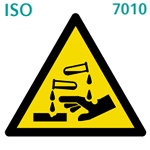 腐食性物質（ISO 7010)