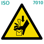 プレス機の隙間による手のつぶされ（ISO 7010)